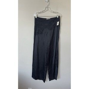 Free People x Brenda Knight Women Wide Leg Peppy Silk Lace Black Pants Sz M NWT